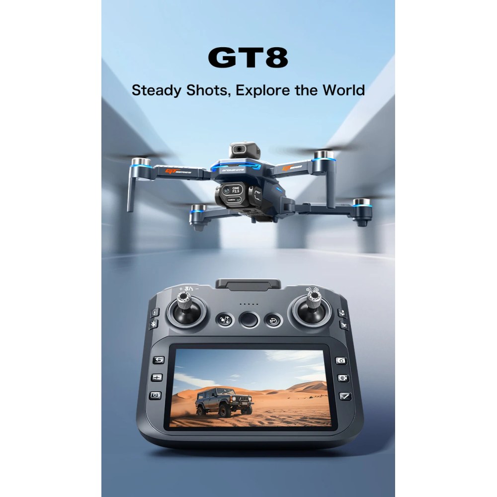 GT8 drone flying above its screen remote control