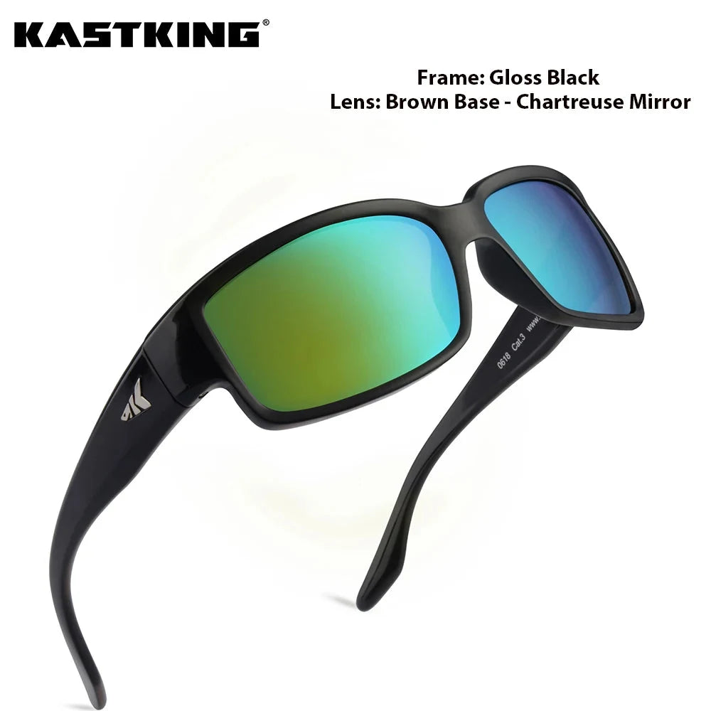 Gloss black frame, brown-base green mirror lenses