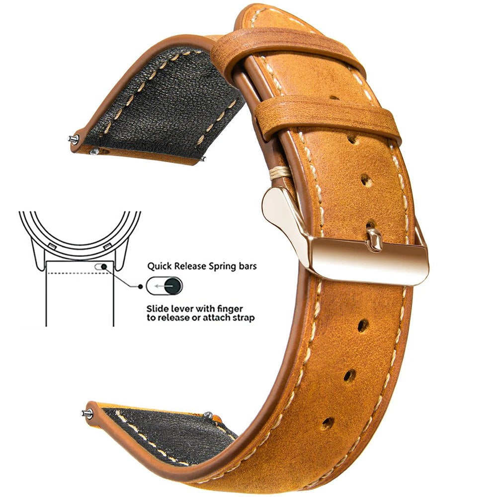 Toffee Brown, Rose Gold Buckle waxed leather watch band