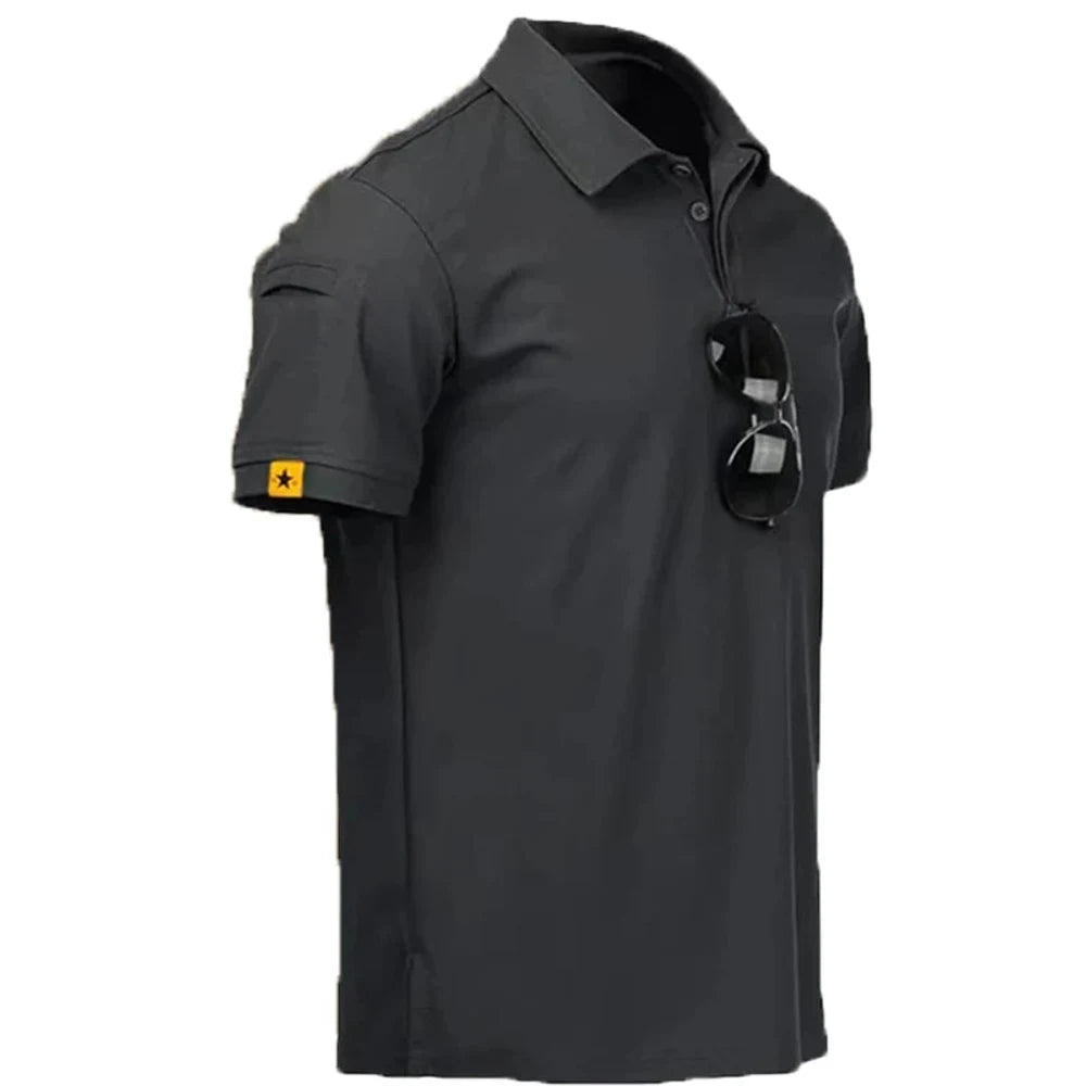 Quick-dry polo in black