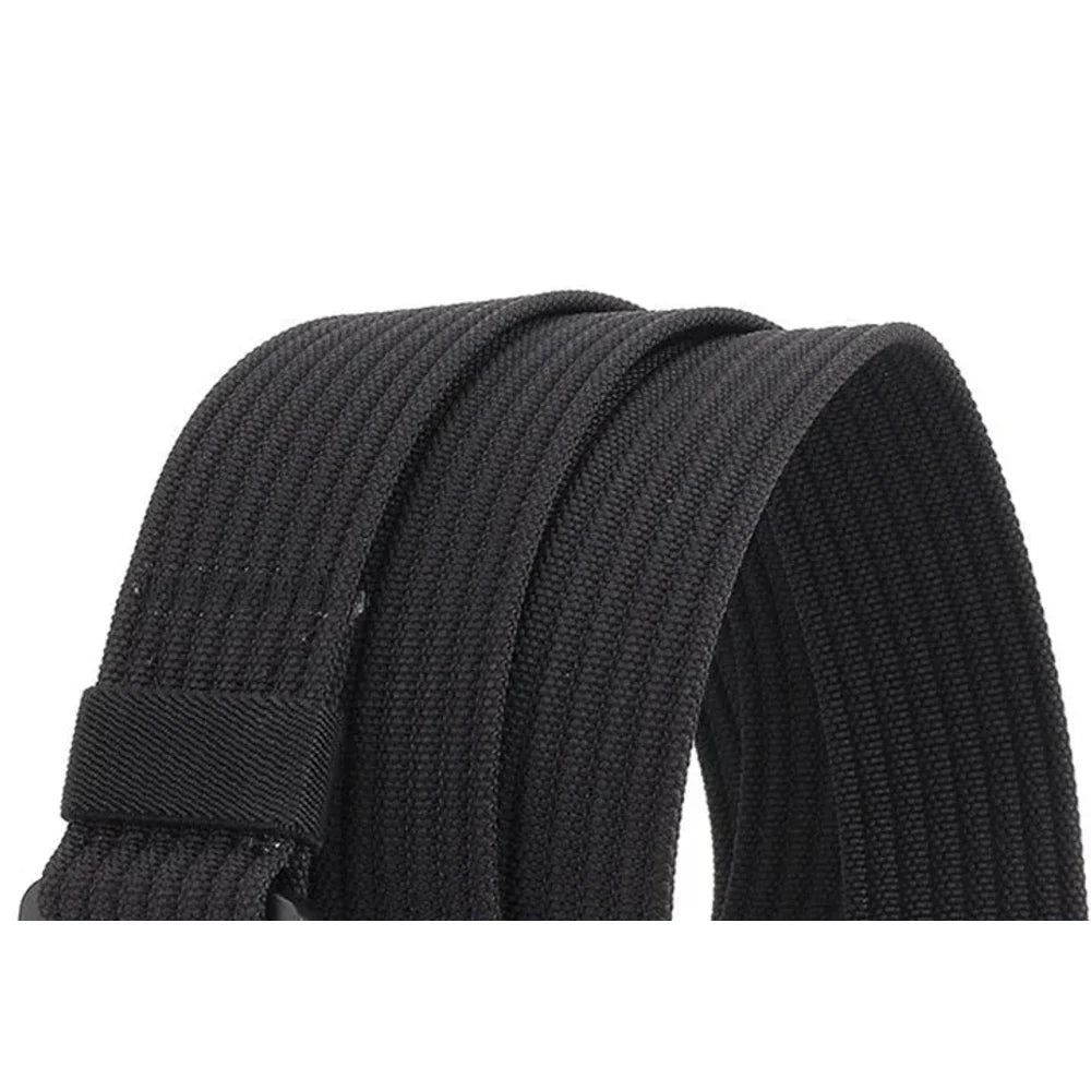 Close-up of the black nylon webbing and keeper loop on the quick-release belt