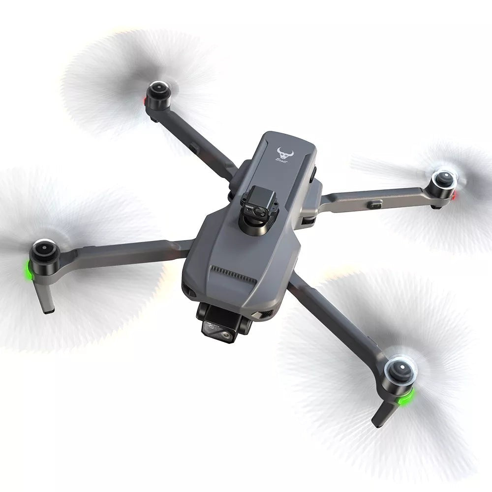 SG909MAX in flight, front three-quarter view, on white
