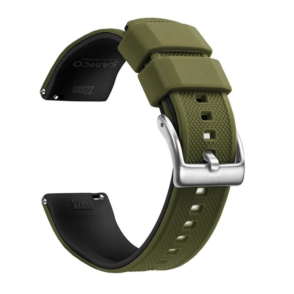 Army Olive Green, Silver Buckle silicone watch band