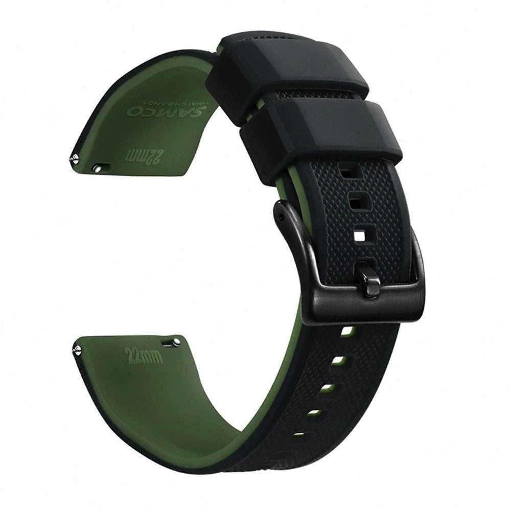 Black & Army Green, Black Buckle silicone watch band