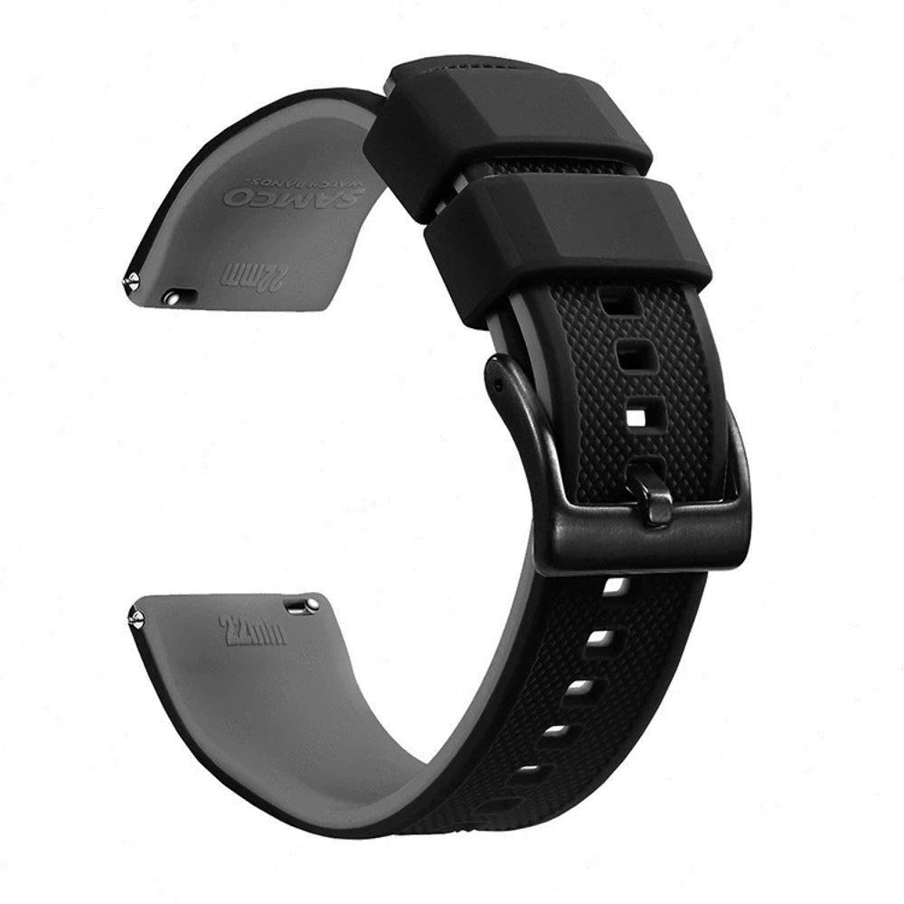 Black & Grey, Black Buckle silicone watch band