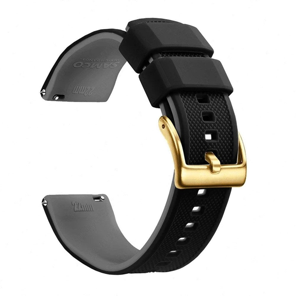Black & Grey, Gold Buckle silicone watch band
