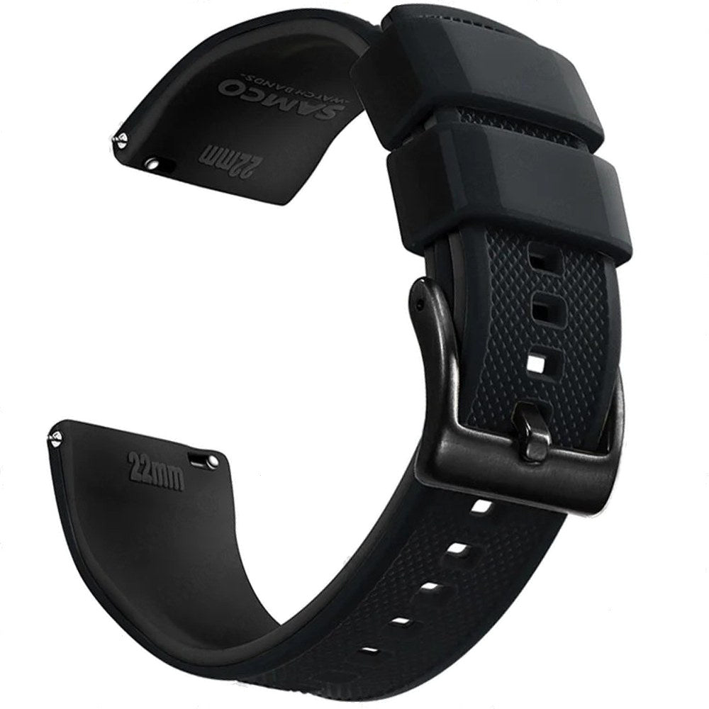 Black (Style B), Black Buckle silicone watch band