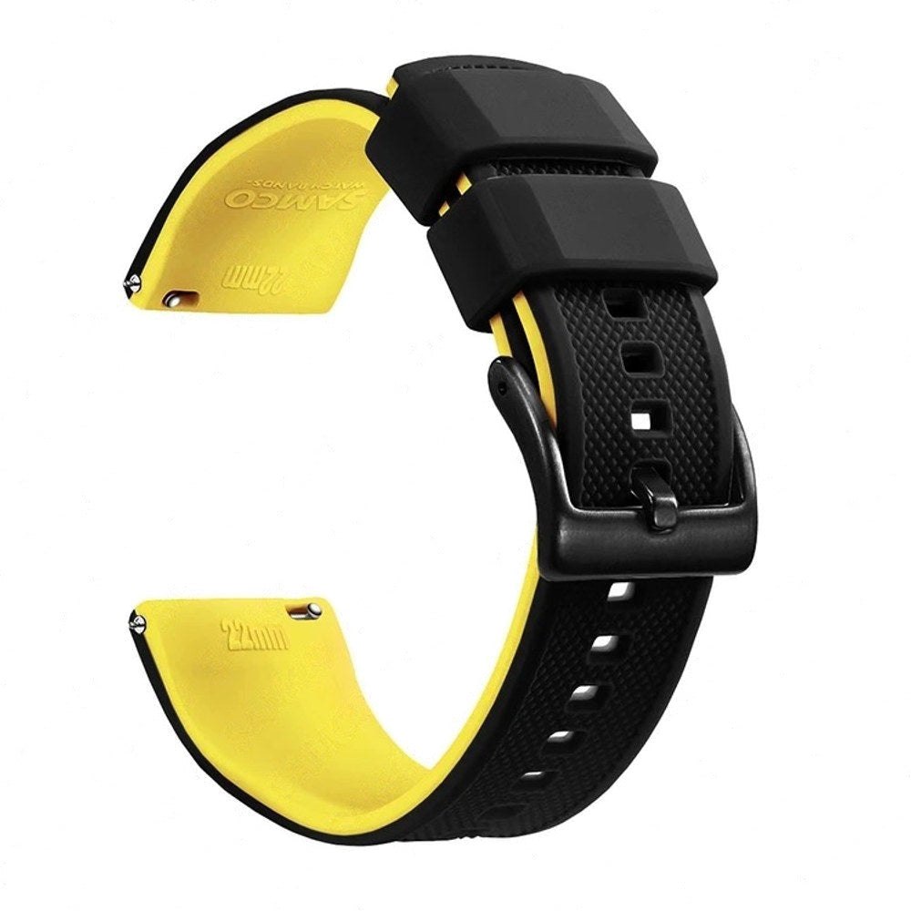 Black & Yellow, Black Buckle silicone watch band