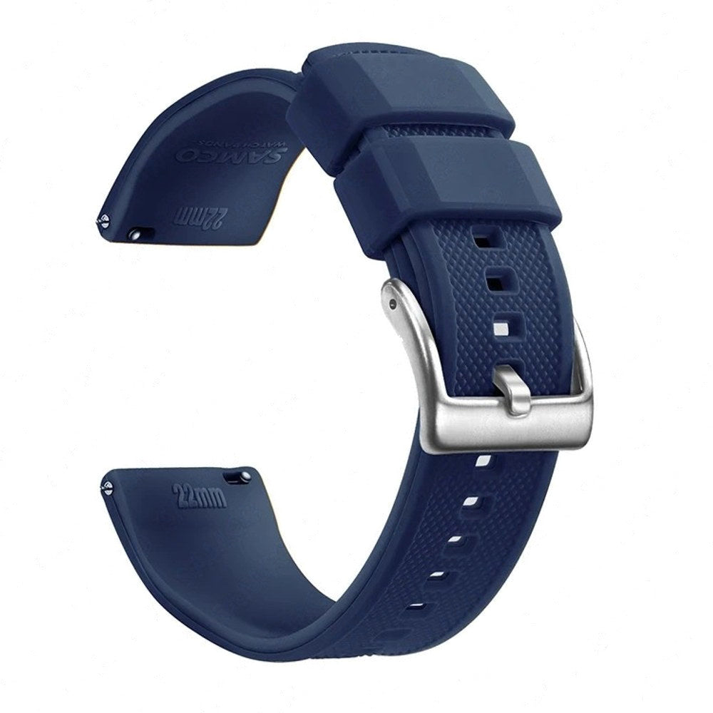 Blue, Silver Buckle silicone watch band