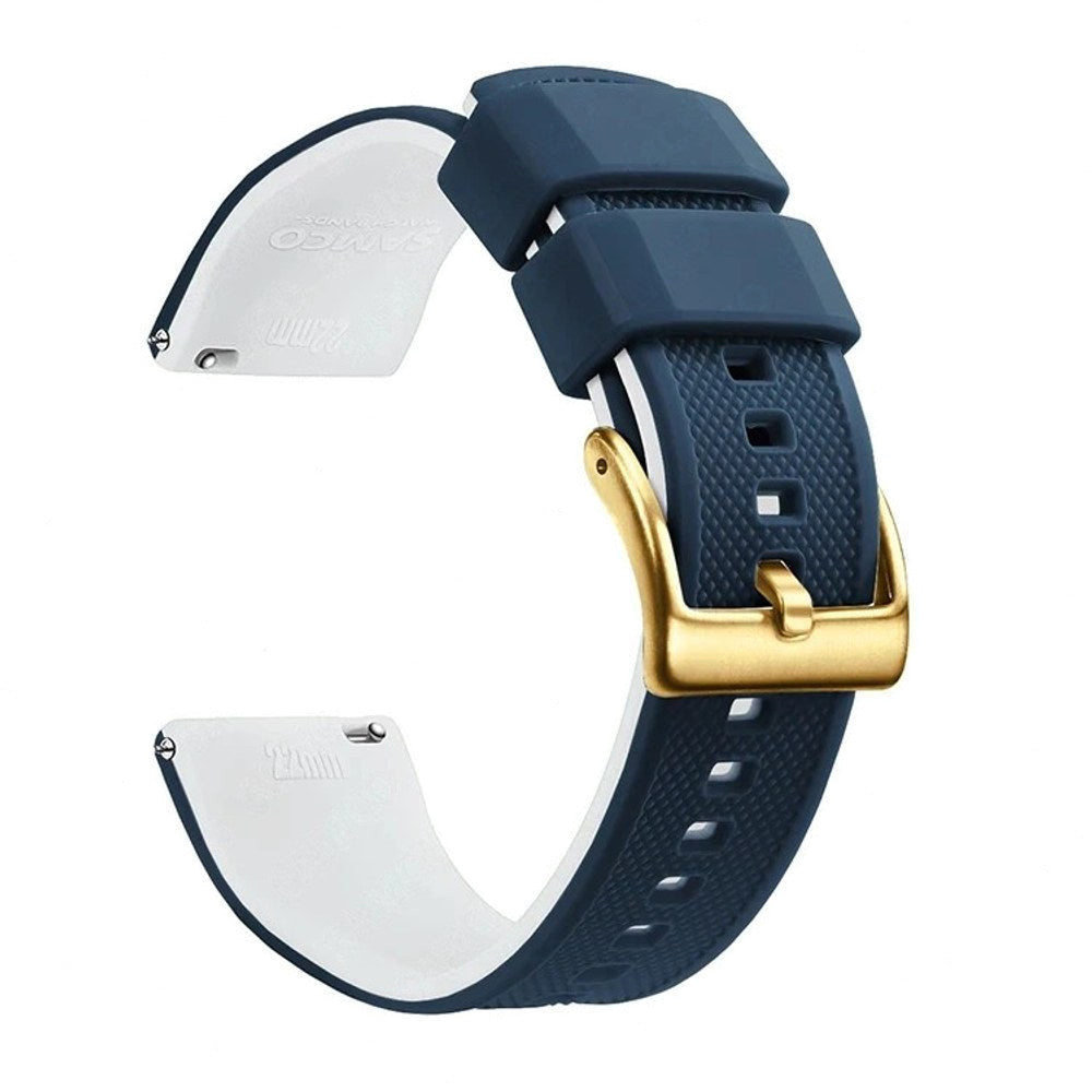 Blue & White, Gold Buckle silicone watch band