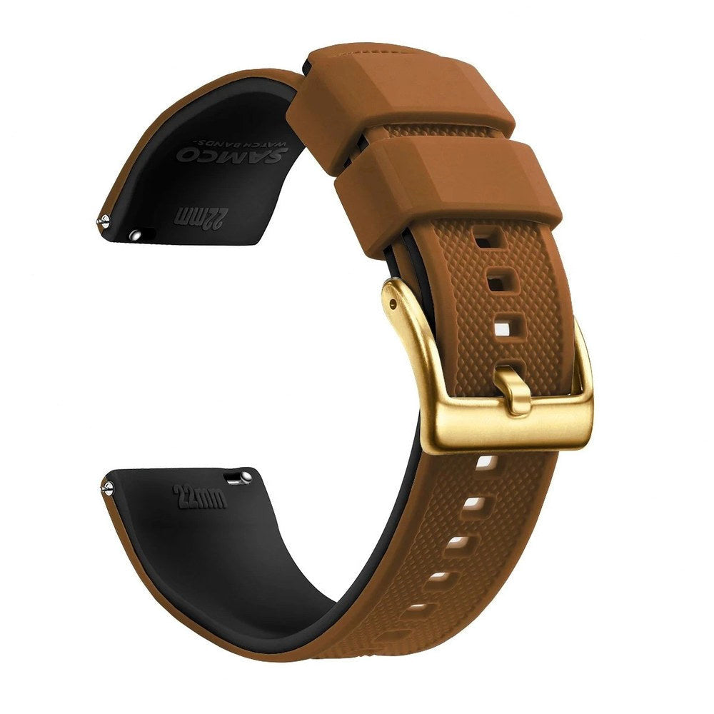 Brown & Black, Gold Buckle silicone watch band