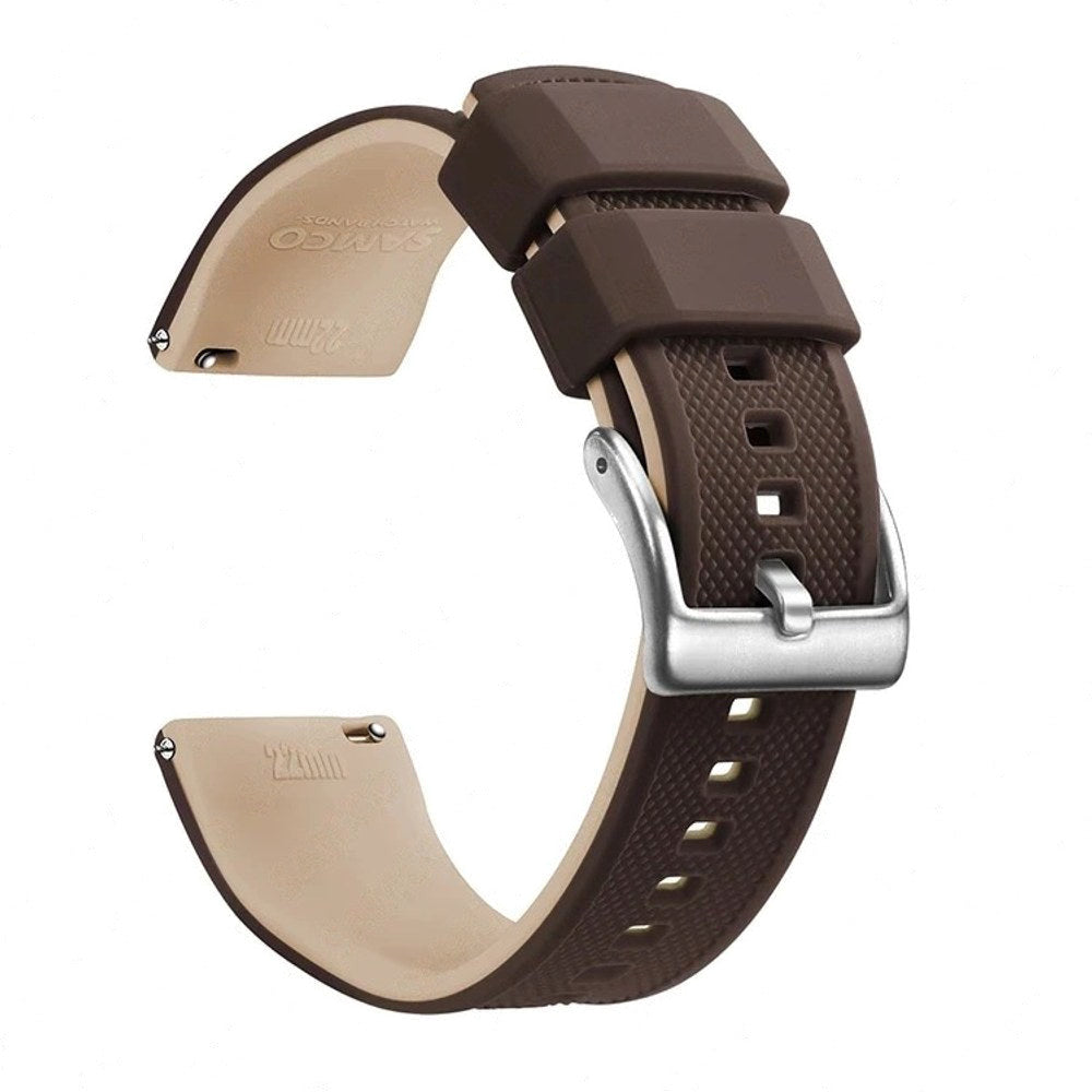 Coffee, Silver Buckle silicone watch band