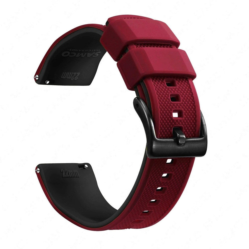Red & Black, Black Buckle silicone watch band