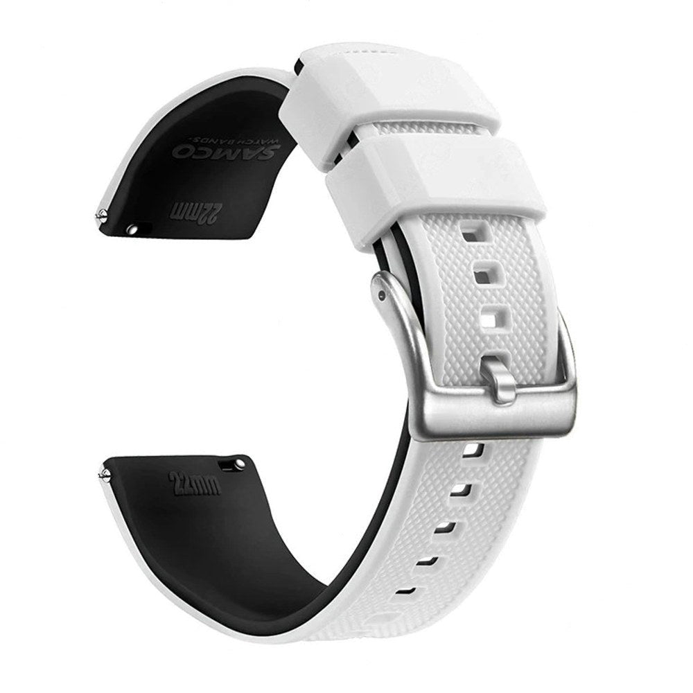 White & Black, Silver Buckle silicone watch band