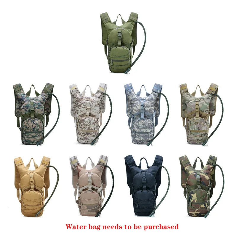 All nine pack colours with the supplier red note: water bag needs to be purchased