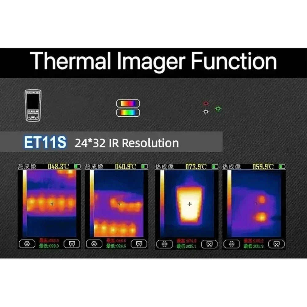 Four sample ET11S thermal images showing what a 24 × 32 sensor picture looks like