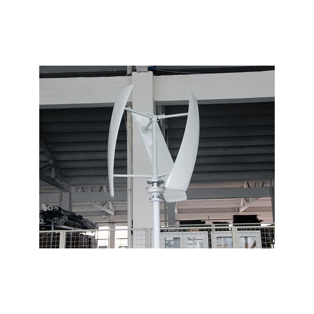 X-series helical vertical-axis turbine blade and hub detail in the factory - representative family photo