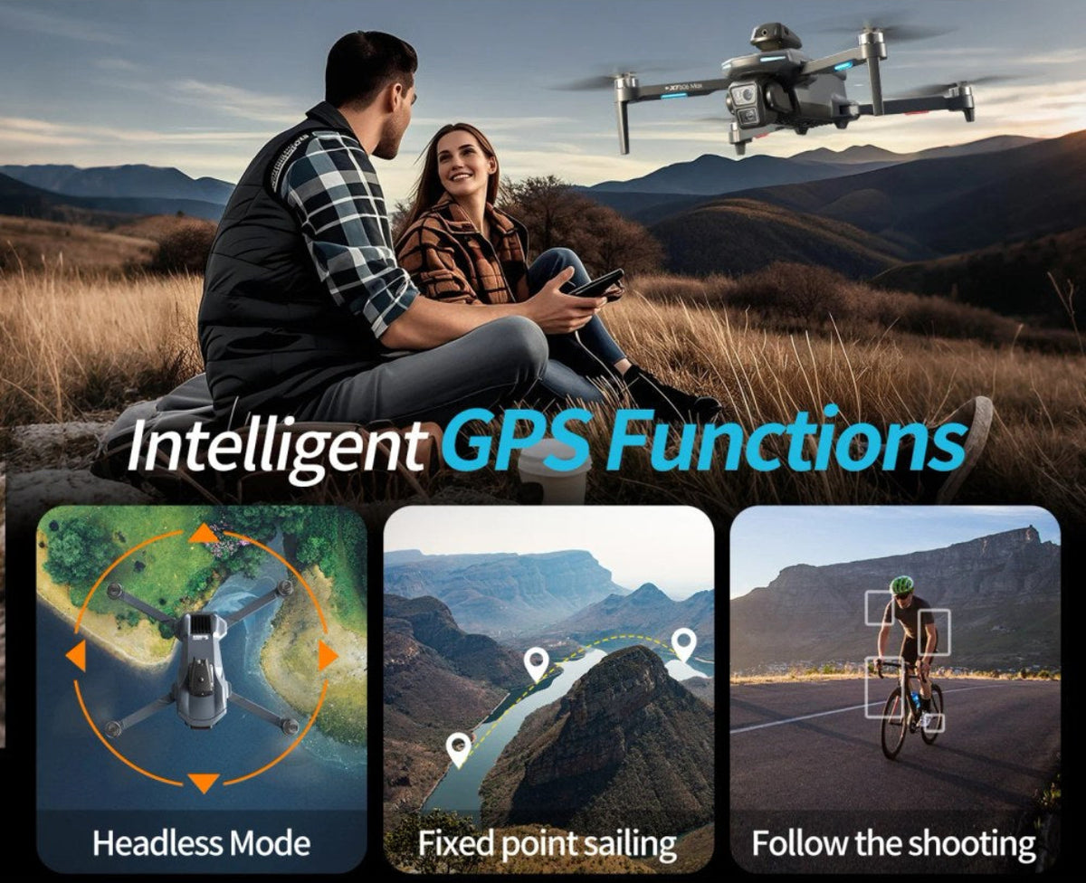XT606 flight modes shown by the maker: headless mode, fixed-point flight and follow mode