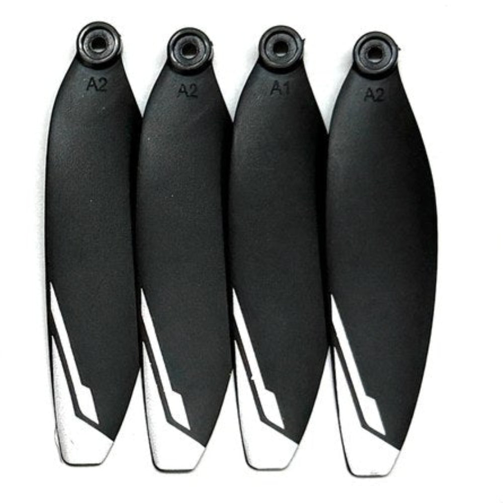One set of eight white-tipped XT606 propellers with screws