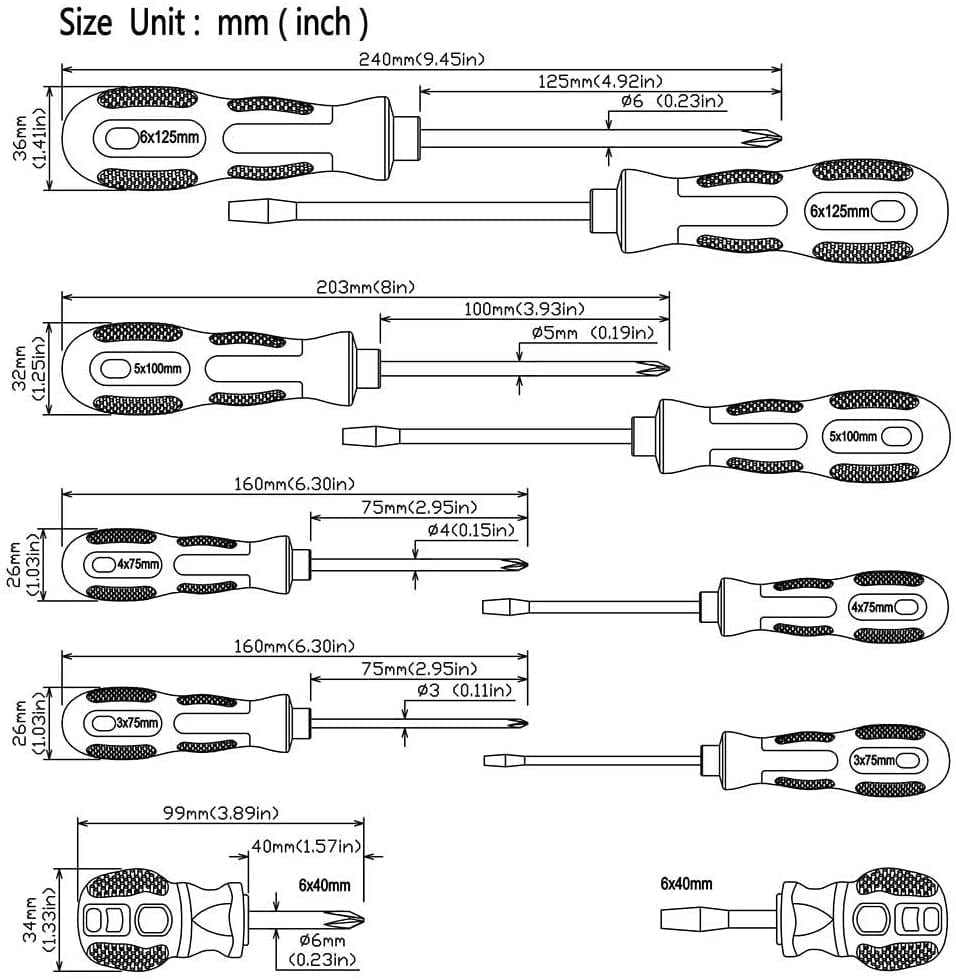 10pcs Screwdriver Set Magnetic Head tools BushLine