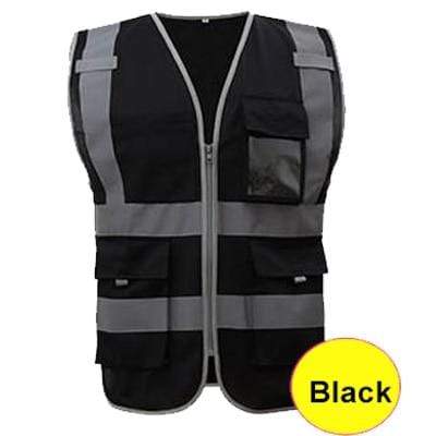 Black Safety Reflective Vest FIFO Work security safety