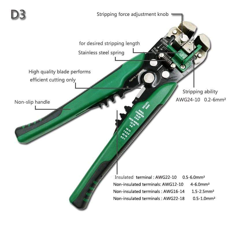 Crimper Cable Cutter Wire Stripper 0.2-6.0mm electrical supplys BushLine