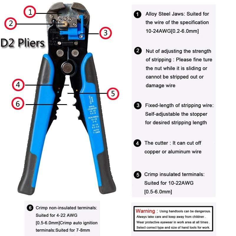 Crimper Cable Cutter Wire Stripper 0.2-6.0mm electrical supplys BushLine