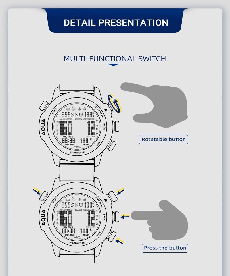 NORTH EDGE Scuba Diving Computer Watch Watchs