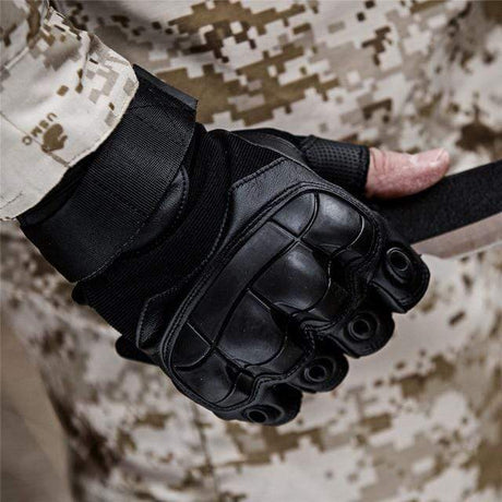 Hand Protection Half Finger Gloves army surplus BushLine Black L 