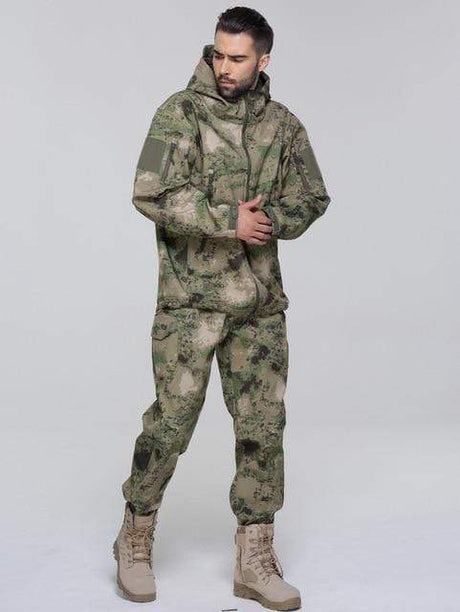 Camouflage Hooded Fleece + Pants Combo jackets BushLine Green Camo S 