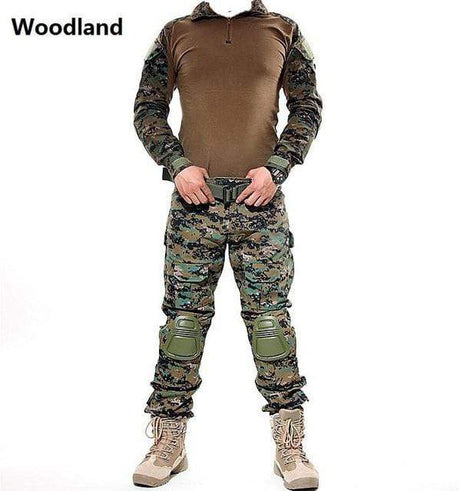 Combat Shirt + Cargo Pants Knee Pads tacticle clothing BushLine Woodland S