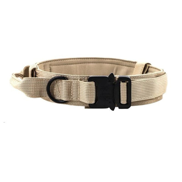 Adjustable Tactical Dog Collar Dog Stuff BushLine Khaki M 