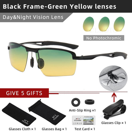 Photochromic Polarized Sunglass's Night Vision Optics BushLine Black-Green Yellow  