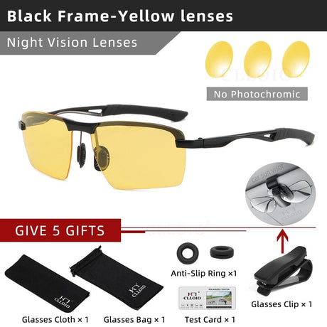 Photochromic Polarized Sunglass's Night Vision Optics BushLine Black-Yellow  