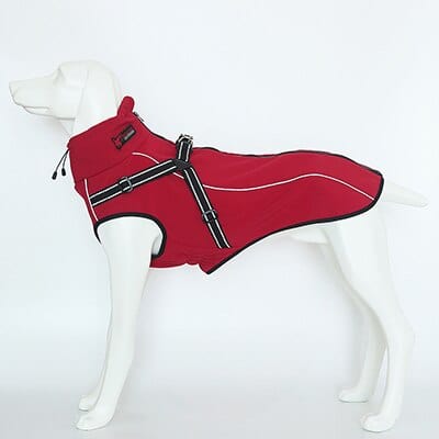 High Quality Winter Dog Coat Jacket With Harness Dog Stuff BushLine red XS 