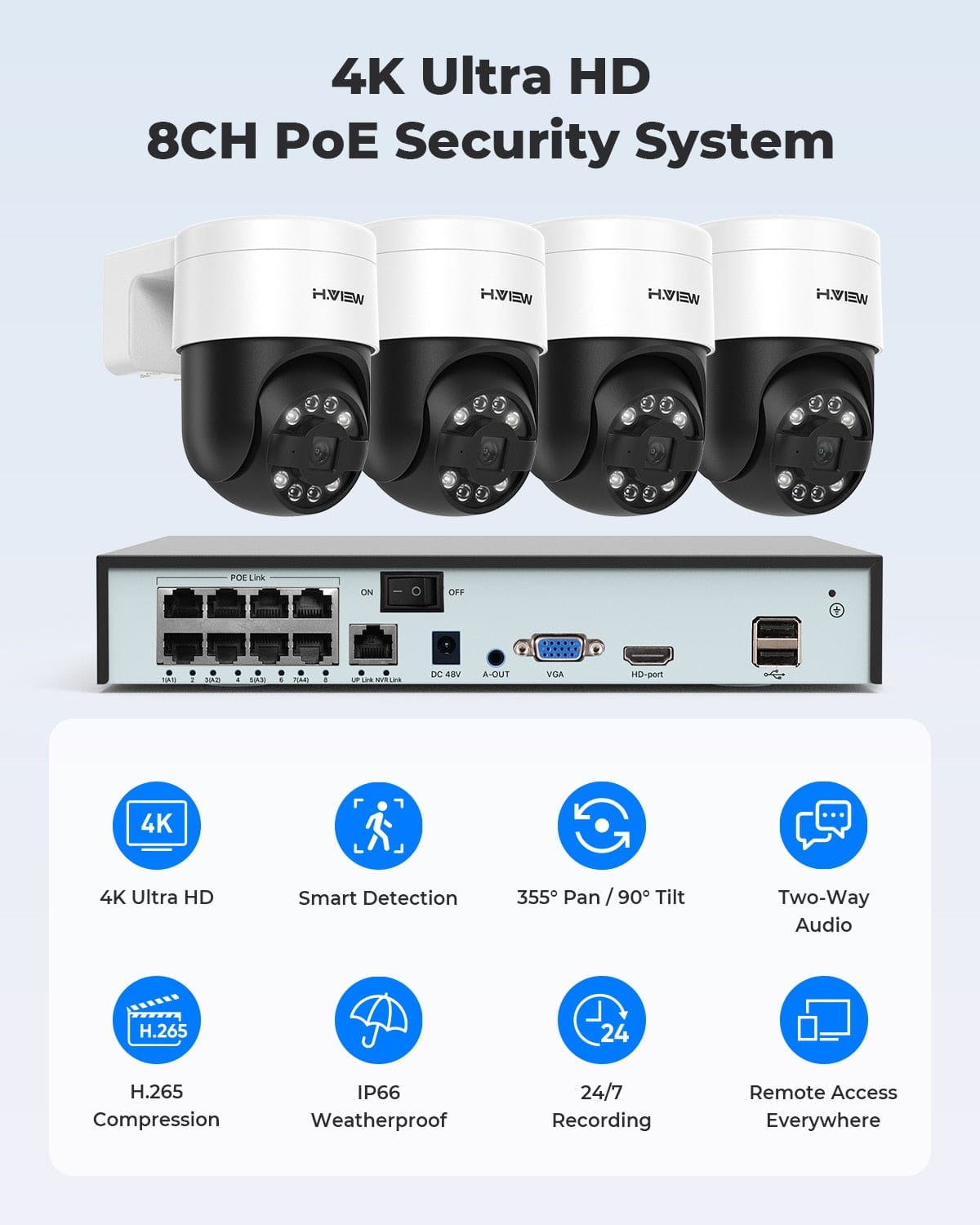 H.View AI Human Detect Security Camera Security Cameras BushLine