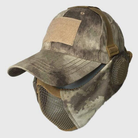 Foldable Half Face Steel Mesh Mask &  Baseball Cap tactical hats BushLine   