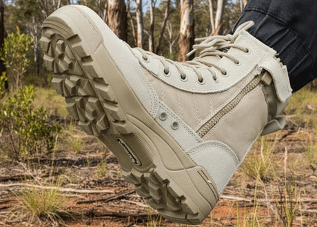 Hiking boots on a mountain trail, work adventure Hiking boots