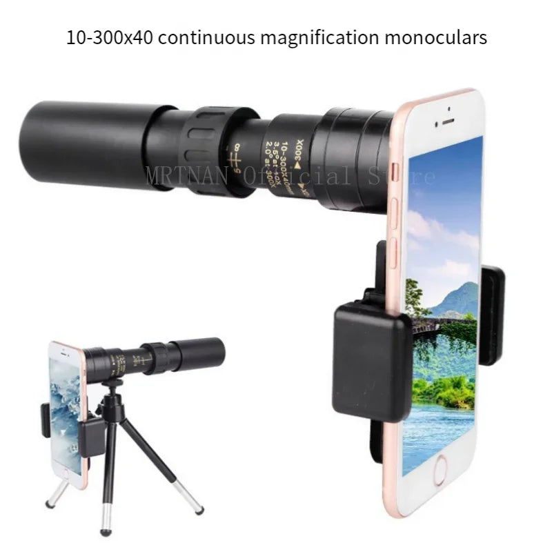 10-300X Phone adaptable Portable Metal Monocular Optics  BushLine