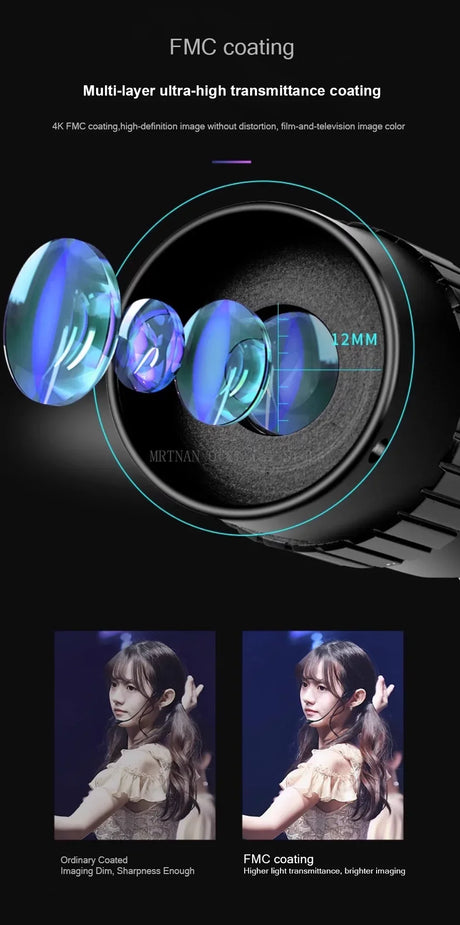 10-300X Phone adaptable Portable Metal Monocular HD 4K Optics  