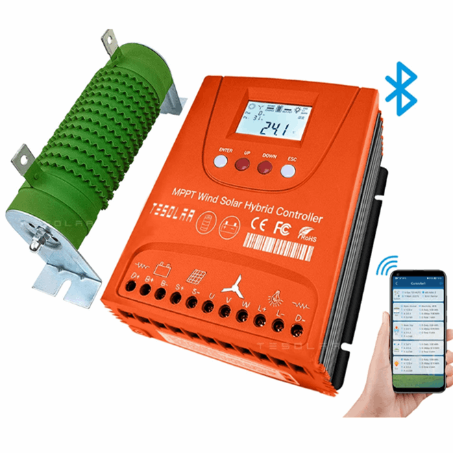 1000W, 1.2 & 1.5kw Hybrid MPPT Controller Wi-Fi power control unit BushLine Wind1000W Solar1000W Auto 12V 24V