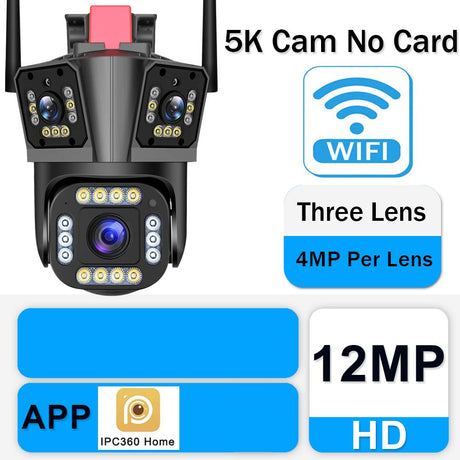 12MP 5K WI-FI Camera Wireless AI Detect 2-way audio security systems BushLine 12MP NO Card AU Plug