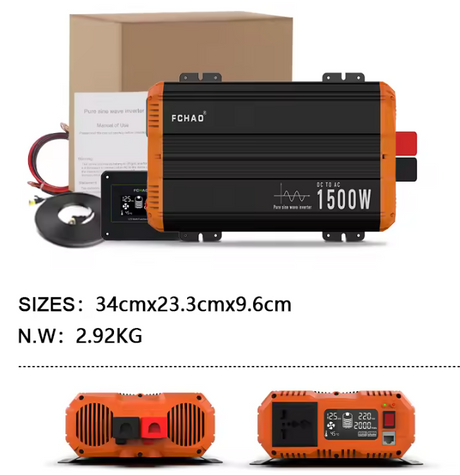Pure Sine Wave Inverter LCD Display 3kW, 5kW, 6kW, 7kW Peak Power pure sine inverter BushLine 1500W-12V 220V-240V 50Hz