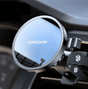 Sea blue charging head on a car air vent, angled view showing the clip arms