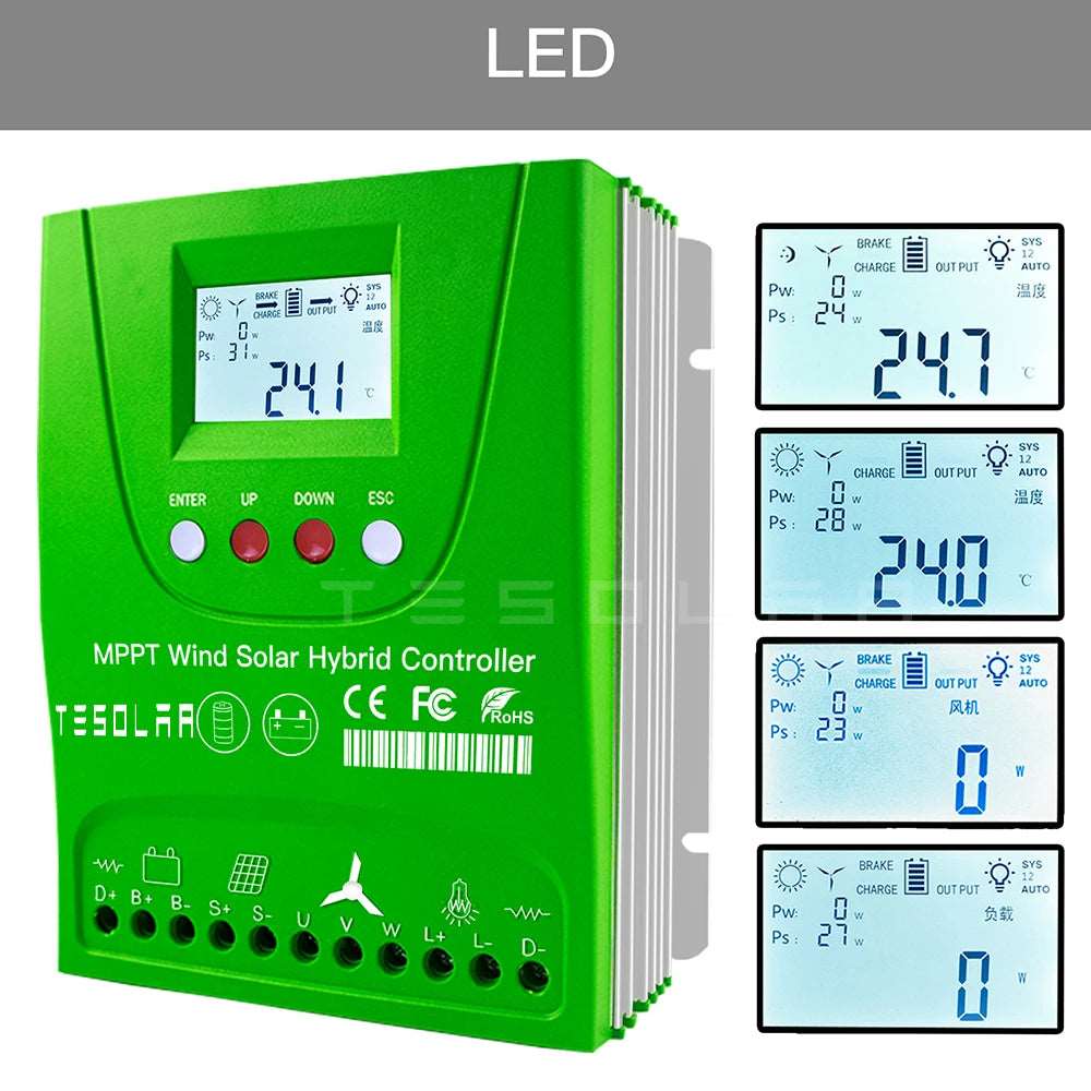 500, 600, 800watt, 1kw & 1.2kw Hybrid Wind Solar Controller Wind Power  BushLine
