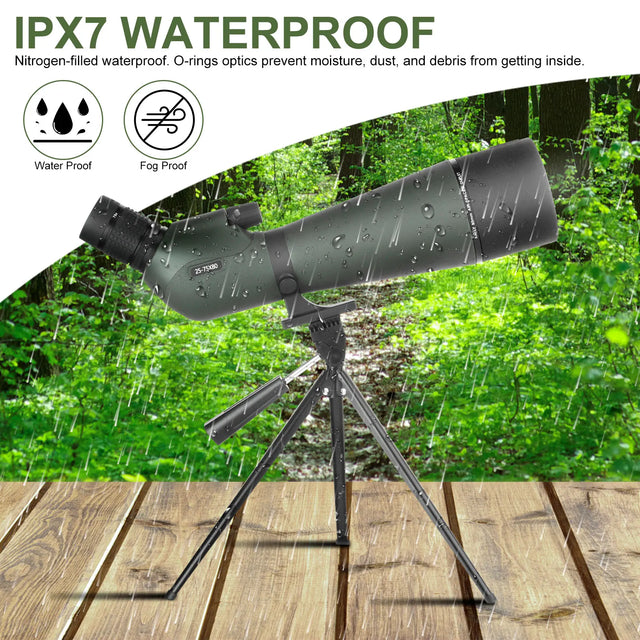 25-75x80 Spotting Monocular With Phone Adapter  & Tripod monocular  BushLine