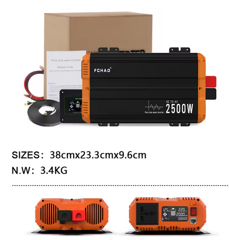 Pure Sine Wave Inverter LCD Display 3kW, 5kW, 6kW, 7kW Peak Power pure sine inverter BushLine 2500W-48V 220V-240V 50Hz