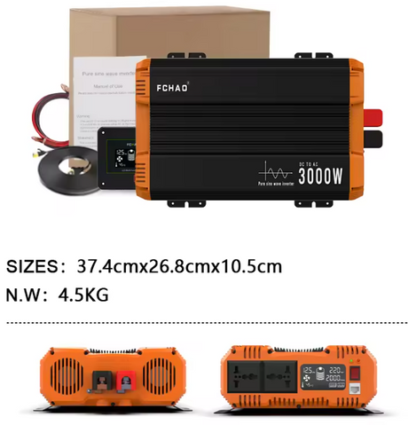 Pure Sine Wave Inverter LCD Display 3kW, 5kW, 6kW, 7kW Peak Power pure sine inverter BushLine 3000W-48V 220V-240V 50Hz