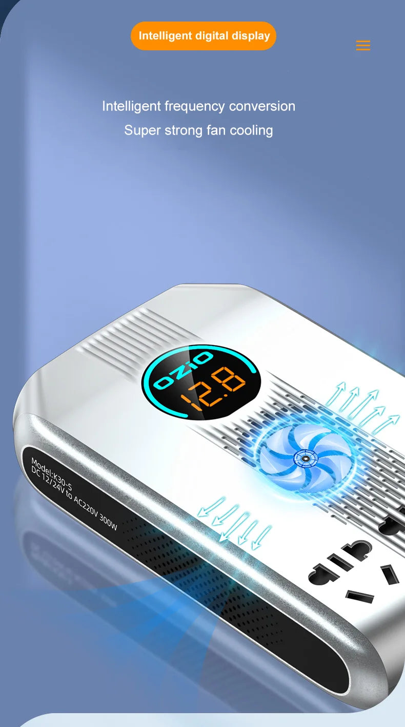 300W Car Power Inverter Adaptor Multifunctional 12/24V   BushLine