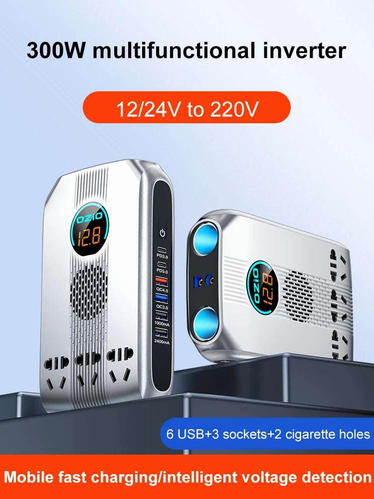 300W Car Power Inverter Adaptor Multifunctional 12/24V   BushLine